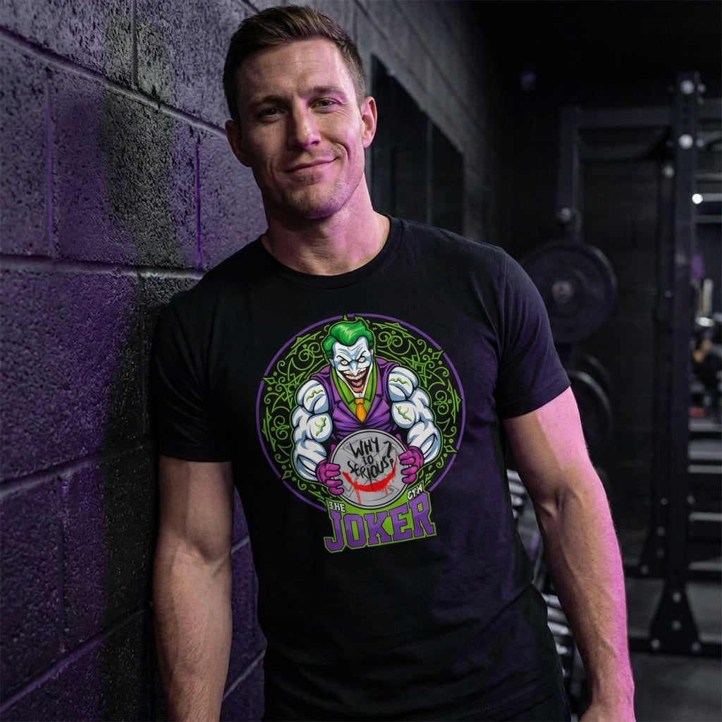 Hombre en playera DC Joker gym Gymbros