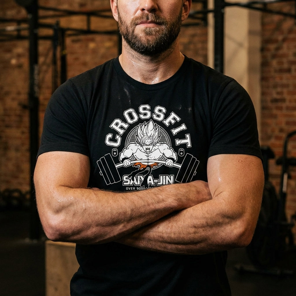 Hombre en playera Gymbros en el gym