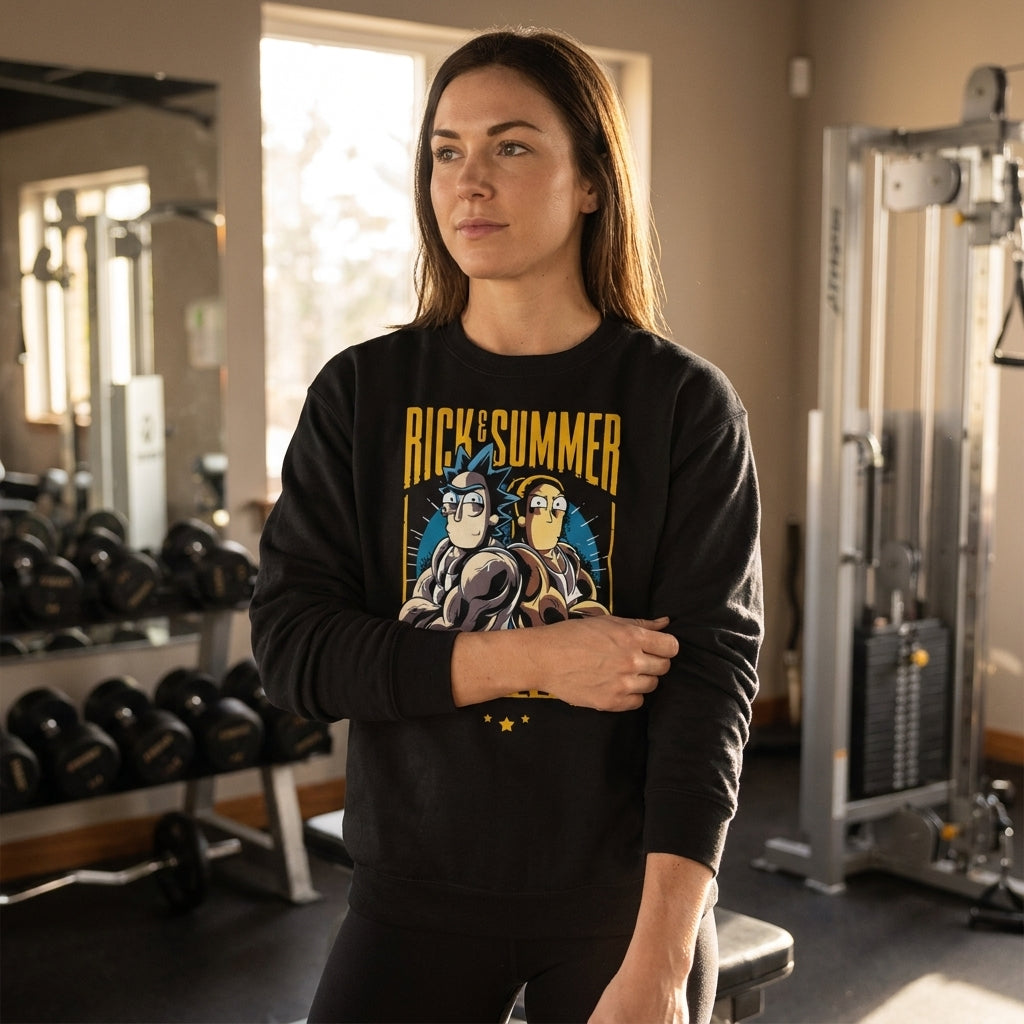 Mujer en sudadero Gymbros en el gym