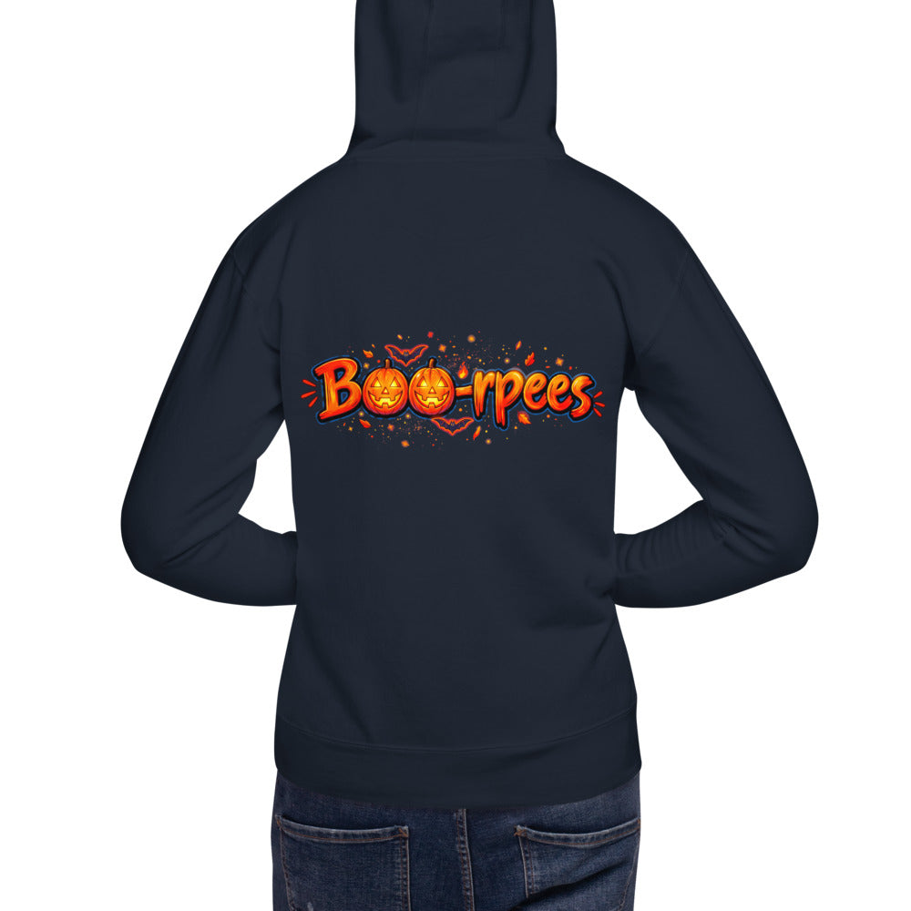 Hoodie Boo-rpees Halloween Pumpkin Burpees - Modelo masculino espalda