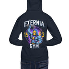 Hoodie Skeletor Eternia Gym 1983 Raised Dumbbell - Modelo masculino espalda
