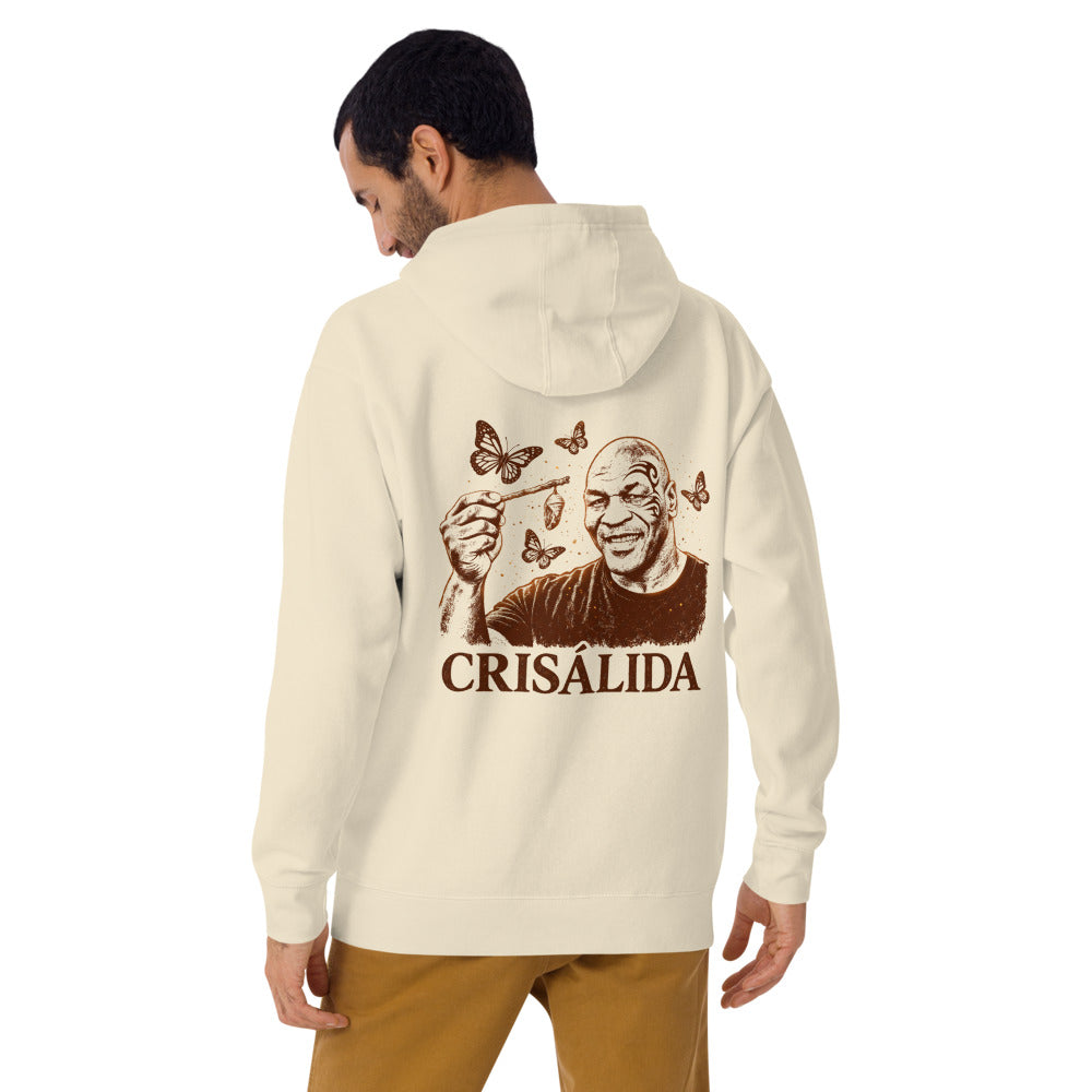 Hoodie Crisálida Hombre Tatuaje Tribal Mariposas Sepia - Modelo masculino espalda 2