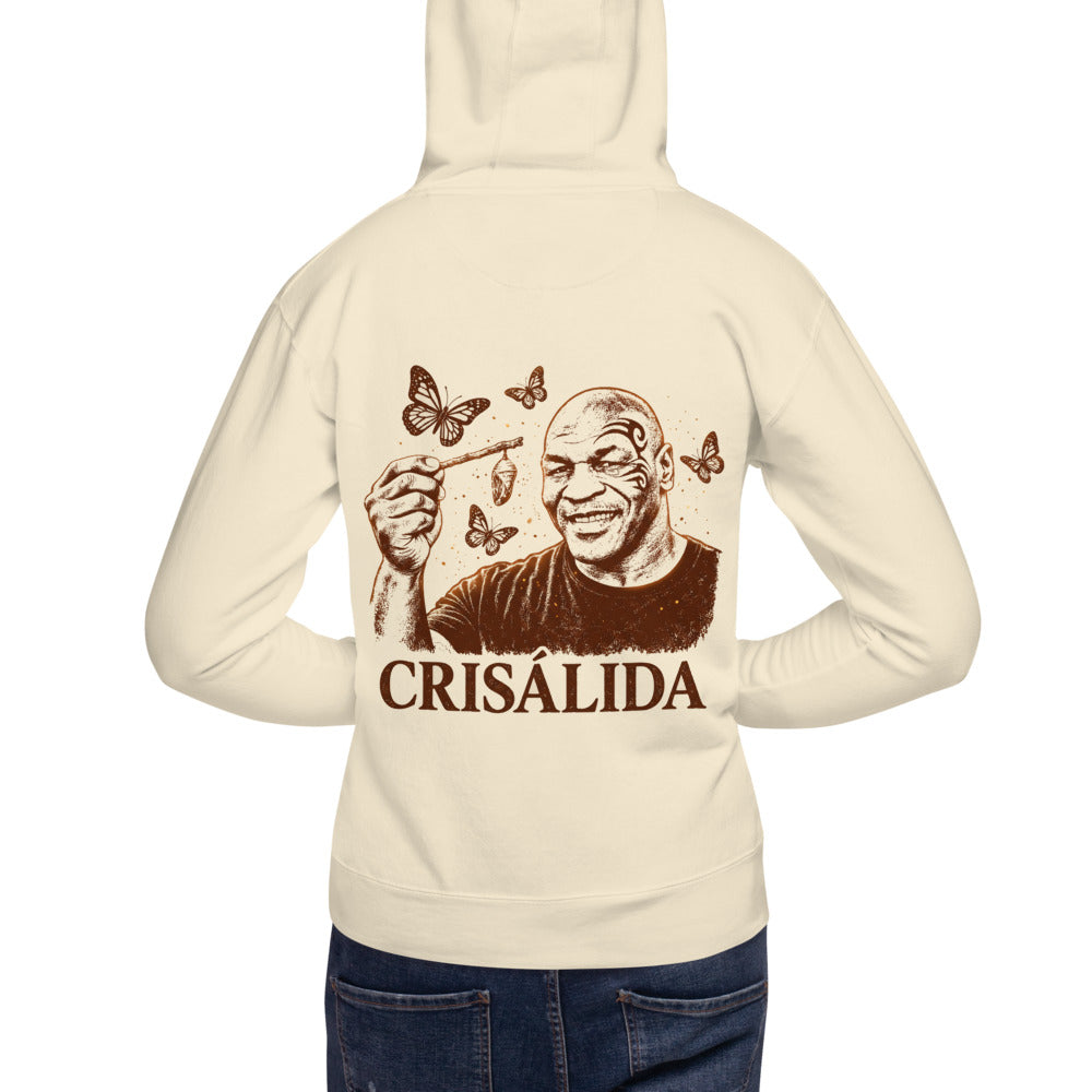 Hoodie Crisálida Hombre Tatuaje Tribal Mariposas Sepia - Modelo masculino espalda