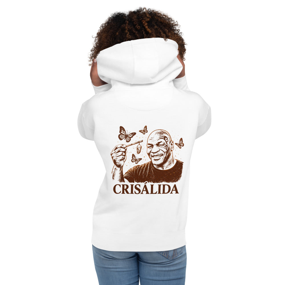 Hoodie Crisálida Hombre Tatuaje Tribal Mariposas Sepia - Modelo femenina espalda
