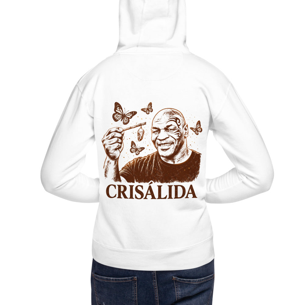 Hoodie Crisálida Hombre Tatuaje Tribal Mariposas Sepia - Modelo masculino espalda