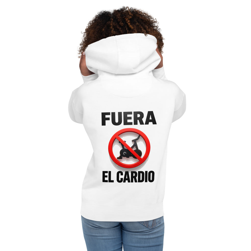 Hoodie Fuera El Cardio - Modelo femenina espalda