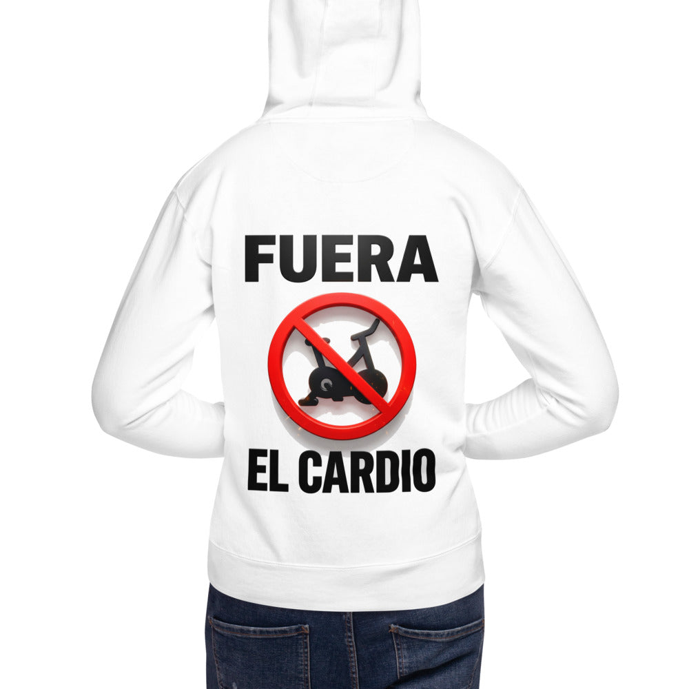 Hoodie Fuera El Cardio - Modelo masculino espalda