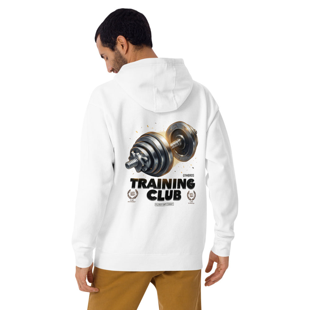 Hoodie Gymbros Training Club Steel Dumbbell - Modelo masculino espalda 2