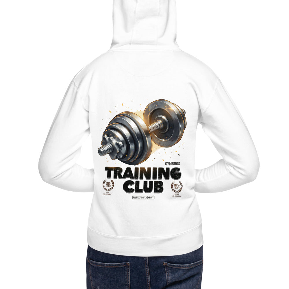 Hoodie Gymbros Training Club Steel Dumbbell - Modelo masculino espalda