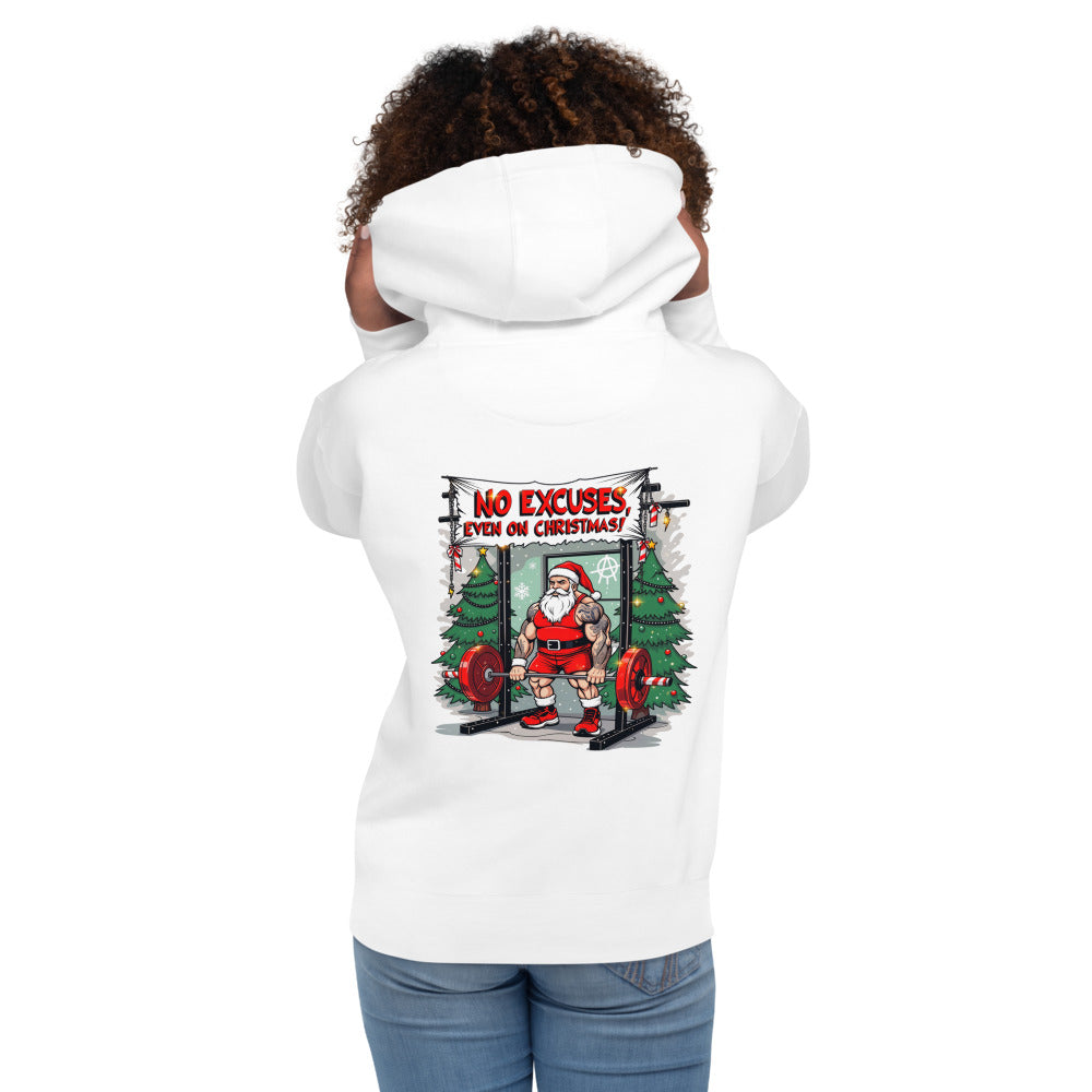 Hoodie No Excuses Even On Christmas - Modelo femenina espalda