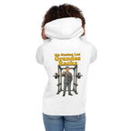 Hoodie Pulgar Arriba Power Rack Traje Gris - Modelo femenina espalda