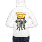 Hoodie Pulgar Arriba Power Rack Traje Gris - Modelo masculino espalda