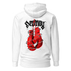 Hoodie Red Boxing Gloves Barbed Wire Blackletter - Espalda