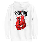 Hoodie Red Boxing Gloves Barbed Wire Blackletter - Plano
