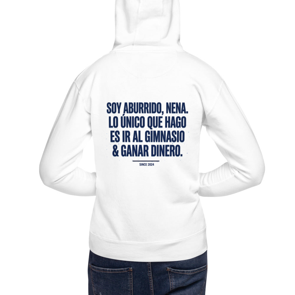 Hoodie Soy Aburrido Nena Gimnasio Y Dinero - Modelo masculino espalda