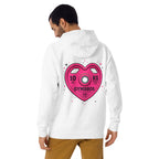 Hoodie Strength With Purpose Pink Heart Plate - Modelo masculino espalda 2