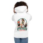 Hoodie Stronger Every Day Retro Barbell Roses - Modelo femenina espalda