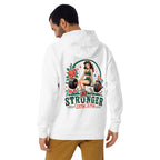 Hoodie Stronger Every Day Retro Barbell Roses - Modelo masculino espalda 2