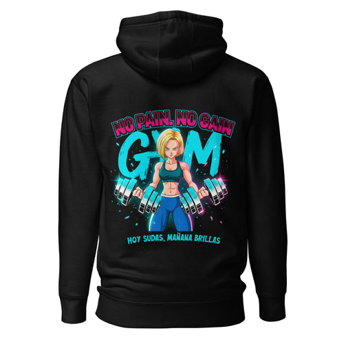 Hoodie Android 18 Hoy Sudas Mañana Brillas - Espalda