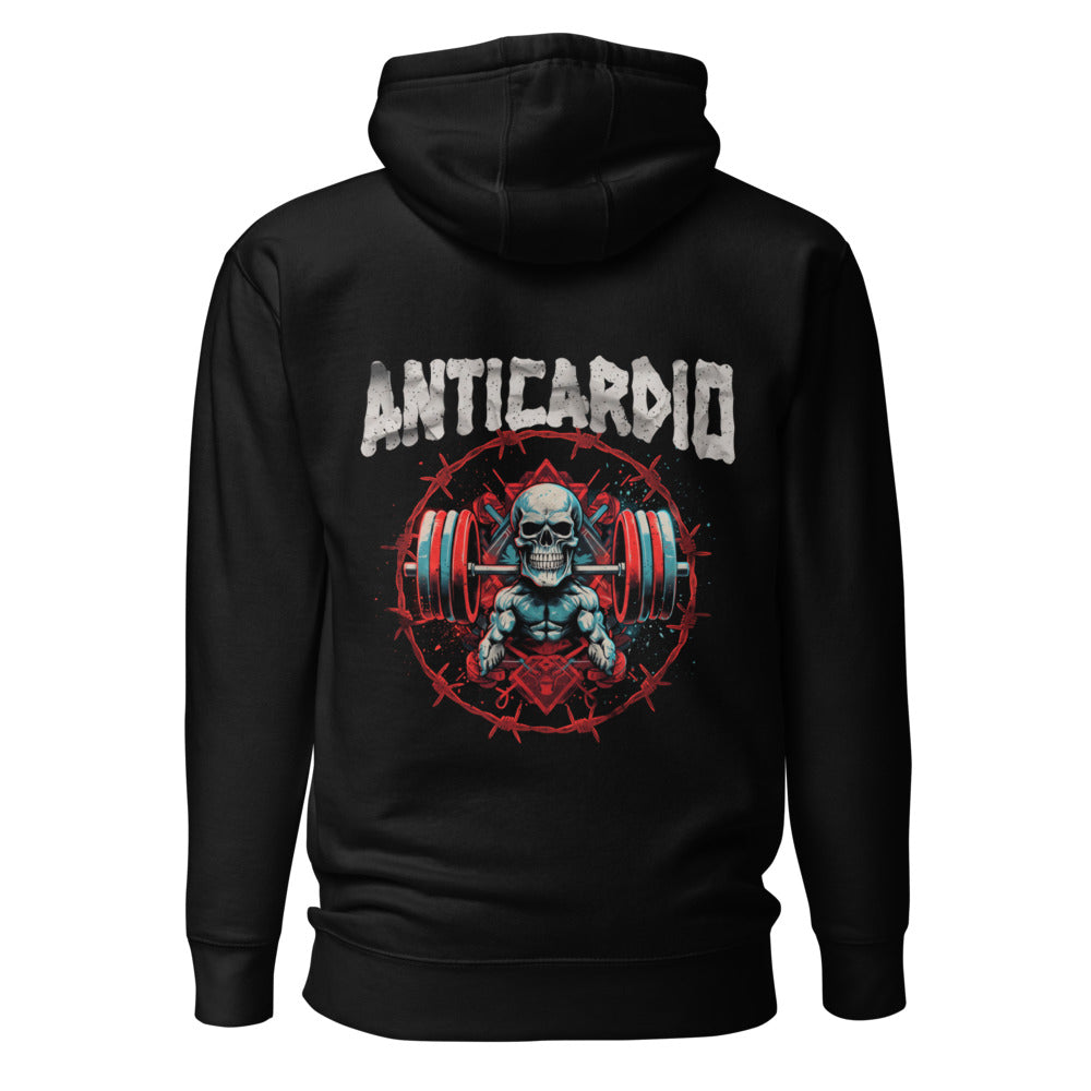 Hoodie Anticardio Calavera Barra Alambre De Púas - Espalda
