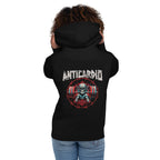 Hoodie Anticardio Calavera Barra Alambre De Púas - Modelo femenina espalda