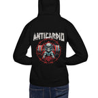 Hoodie Anticardio Calavera Barra Alambre De Púas - Modelo masculino espalda