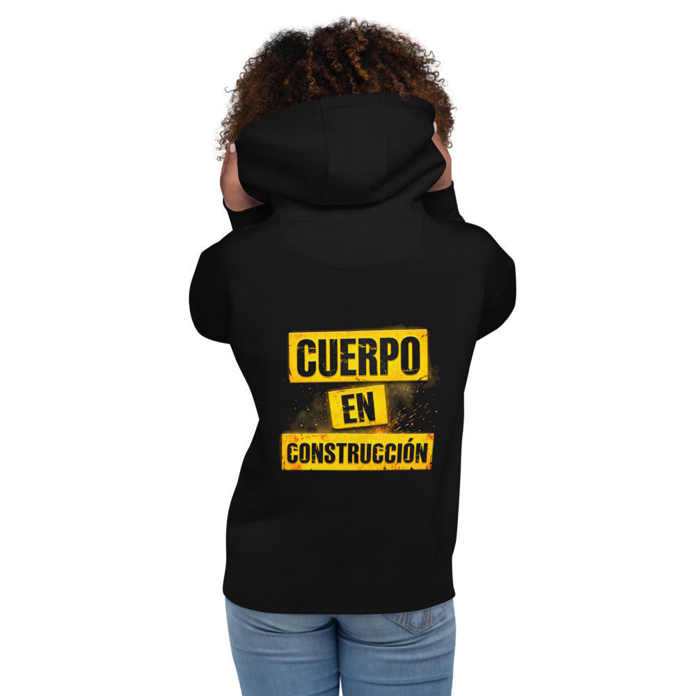 Hoodie Cuerpo En Construcción Gym - Modelo femenina espalda