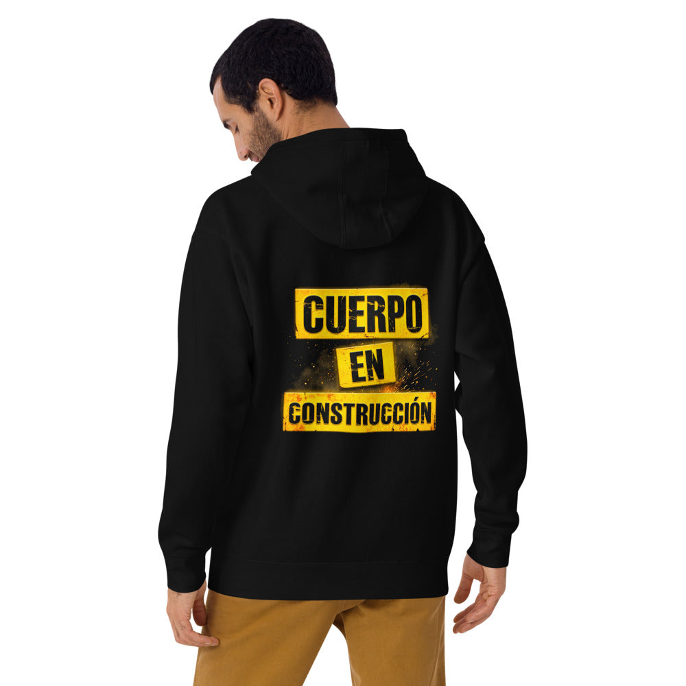 Hoodie Cuerpo En Construcción Gym - Modelo masculino espalda 2