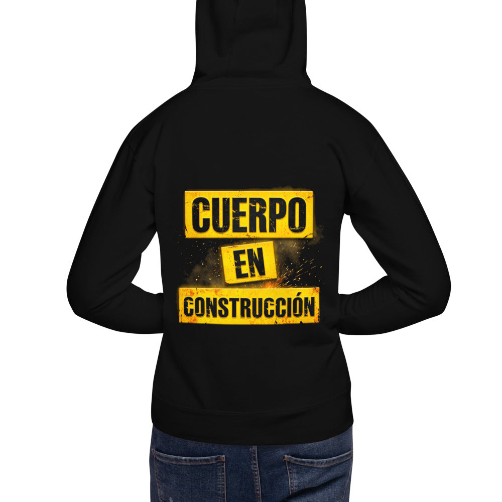 Hoodie Cuerpo En Construcción Gym - Modelo masculino espalda
