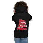 Hoodie Dios Gym Metas Progreso Letras Rojas - Modelo femenina espalda
