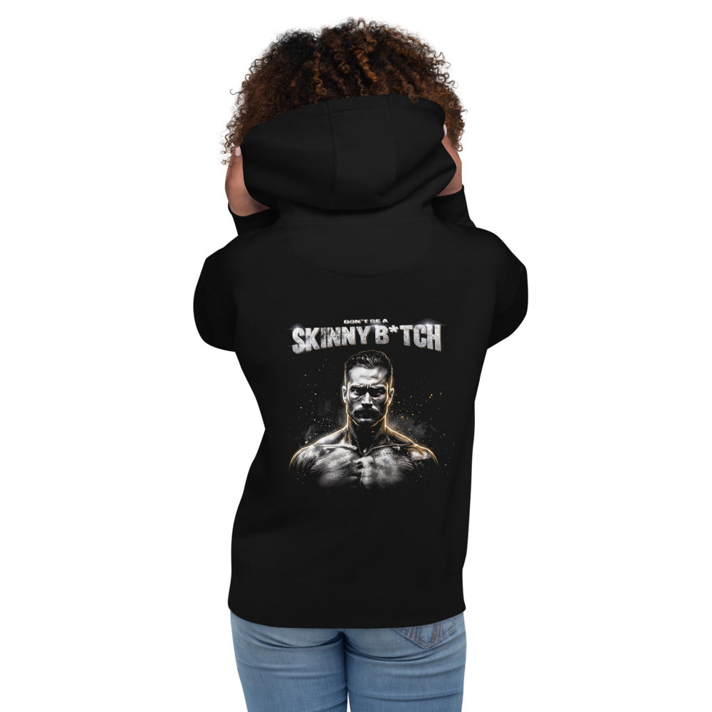 Hoodie Dont Be Skinny Bodybuilder Gym Humor - Modelo femenina espalda