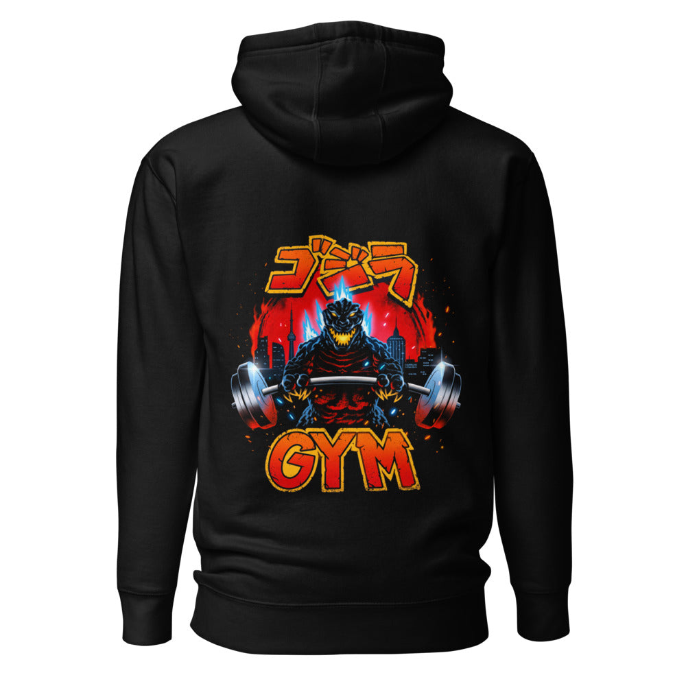 Hoodie Godzilla Gojira Gym Barbell Blue Spikes - Espalda