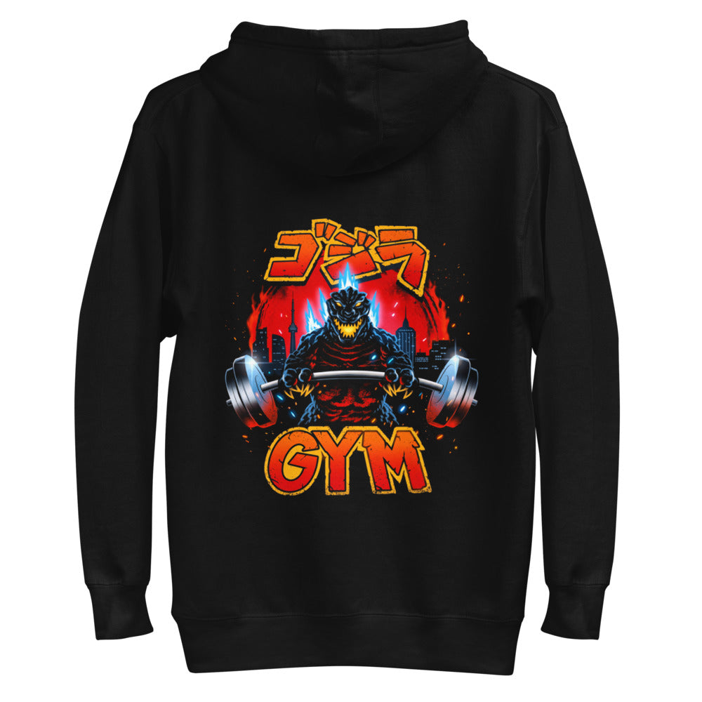 Hoodie Godzilla Gojira Gym Barbell Blue Spikes - Plano