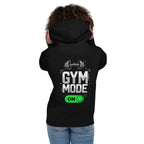 Hoodie Gym Mode On Barbell Toggle - Modelo femenina espalda