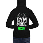 Hoodie Gym Mode On Barbell Toggle - Modelo masculino espalda