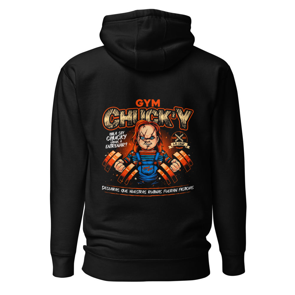 Hoodie Hola Soy Chucky Vamos A Entrenar - Espalda