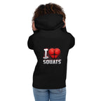 Hoodie I Love Squats Gym Humor - Modelo femenina espalda