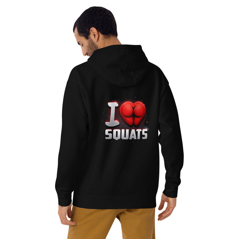 Hoodie I Love Squats Gym Humor - Modelo masculino espalda 2