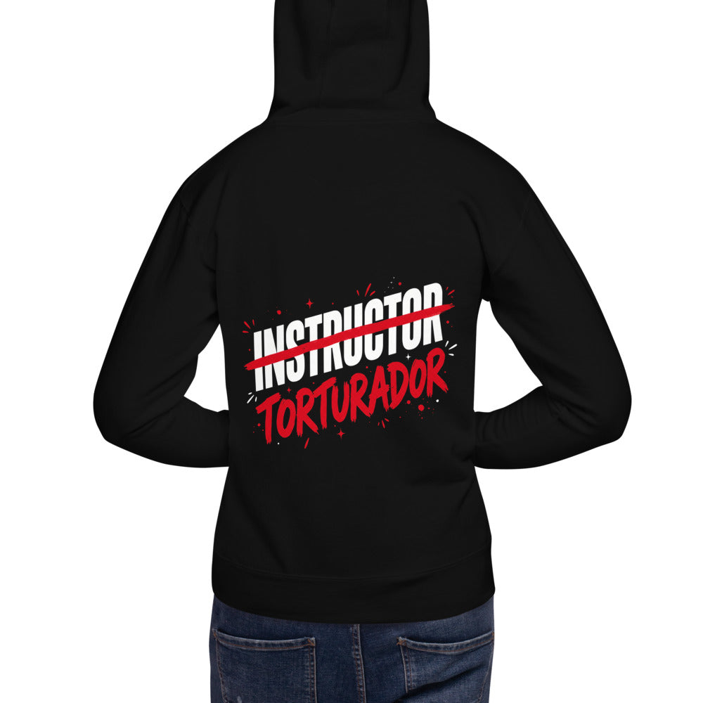 Hoodie Instructor Torturador - Modelo masculino espalda