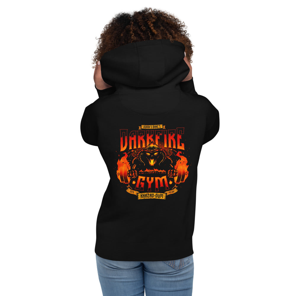 Hoodie Lord Of The Rings Balrog Darkfire Gym - Modelo femenina espalda