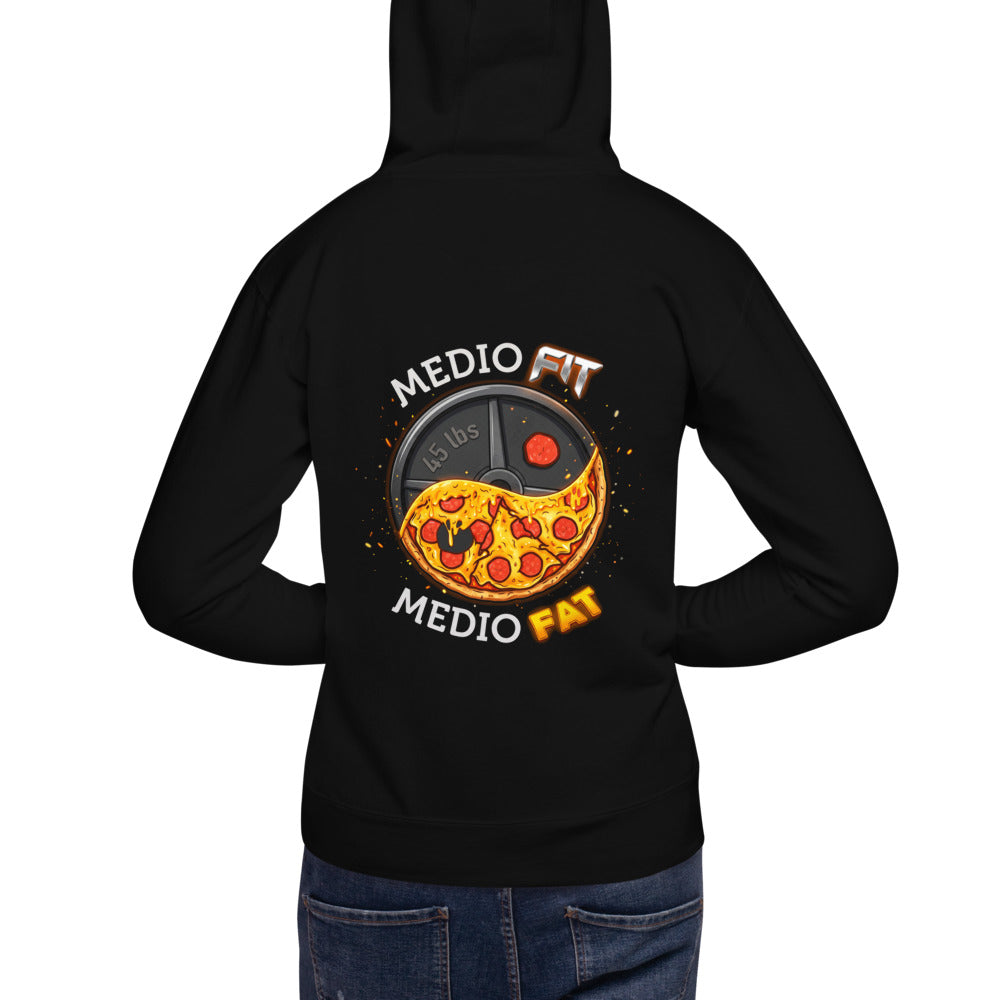 Hoodie Medio Fit Medio Fat Pizza Weight Plate - Modelo masculino espalda
