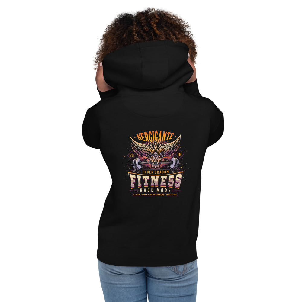 Hoodie Nergigante Elder Dragon Fitness Rage Mode - Modelo femenina espalda