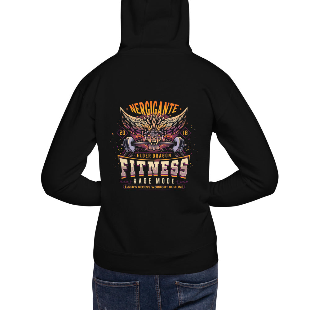 Hoodie Nergigante Elder Dragon Fitness Rage Mode - Modelo masculino espalda