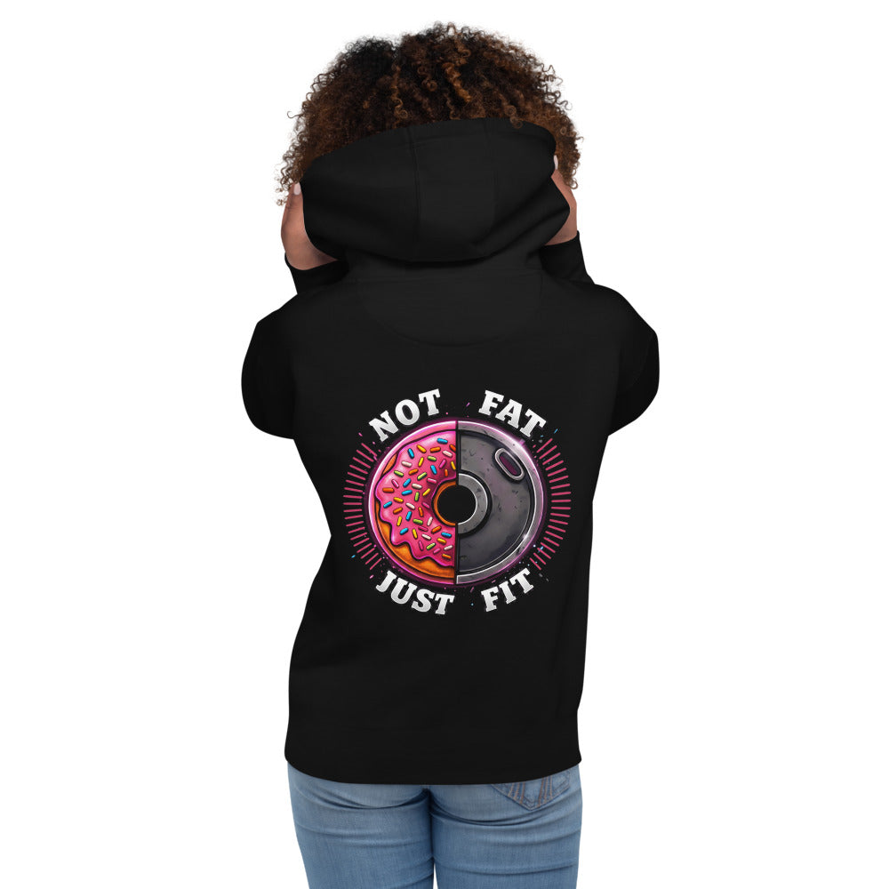 Hoodie Not Fat Just Fit Donut Plate - Modelo femenina espalda