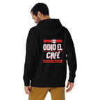 Hoodie Odio El Café Es Broma ¿Te Imaginas? - Modelo masculino espalda 2