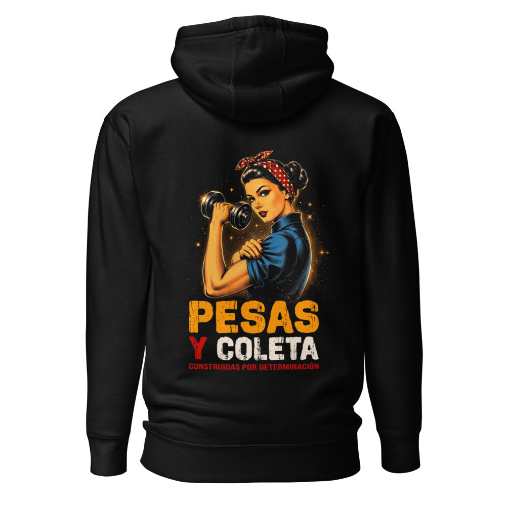Hoodie Pesas Y Coleta Construidas Por Determinación - Espalda