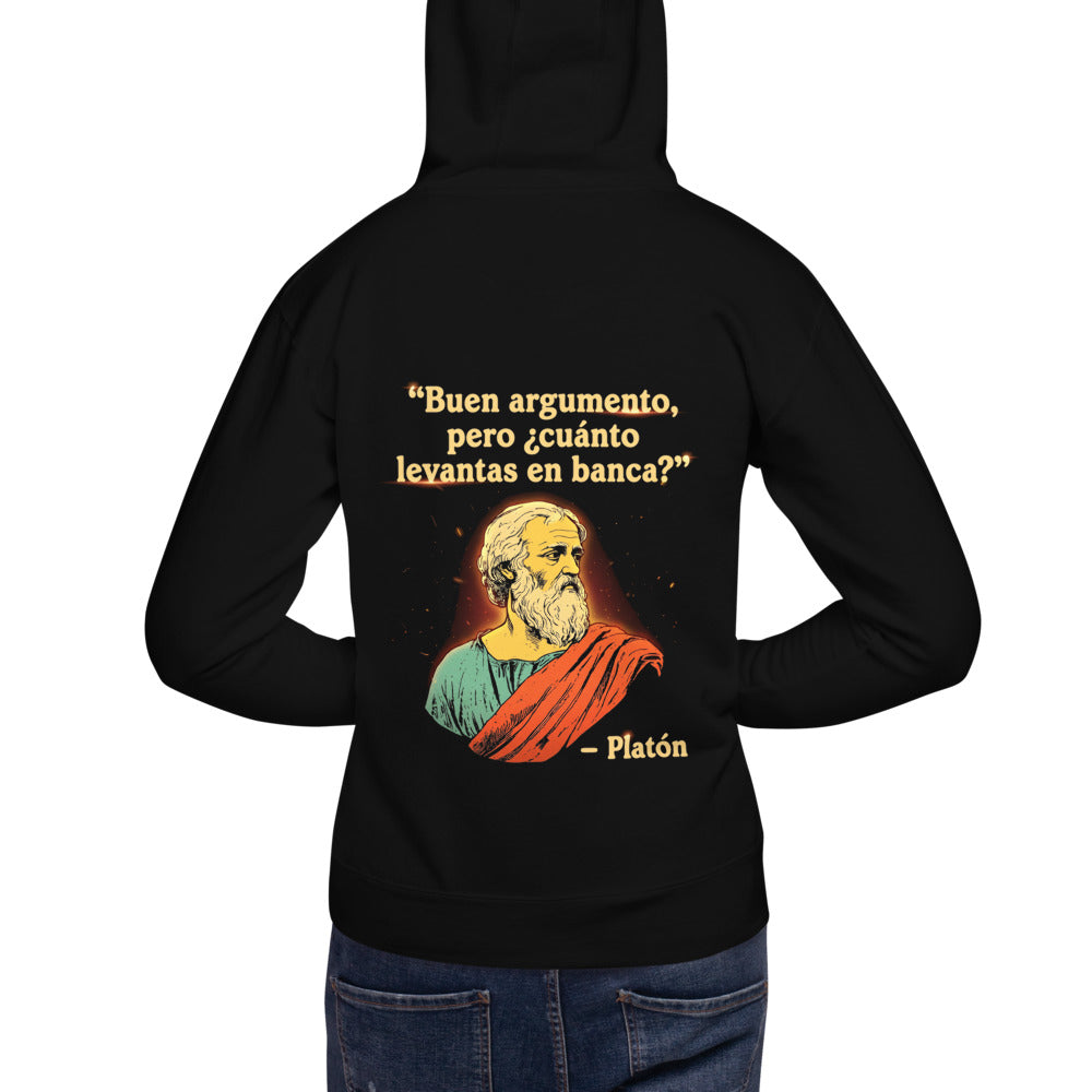 Hoodie Platón Cuánto Levantas En Banca - Modelo masculino espalda