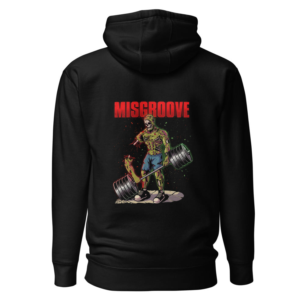 Hoodie Zombie Skull Bodybuilder Deadlift Barbell - Espalda