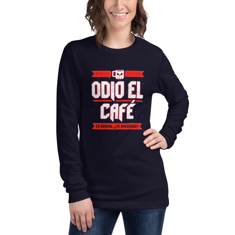 Manga larga Odio El Café Es Broma ¿Te Imaginas? - Modelo femenina