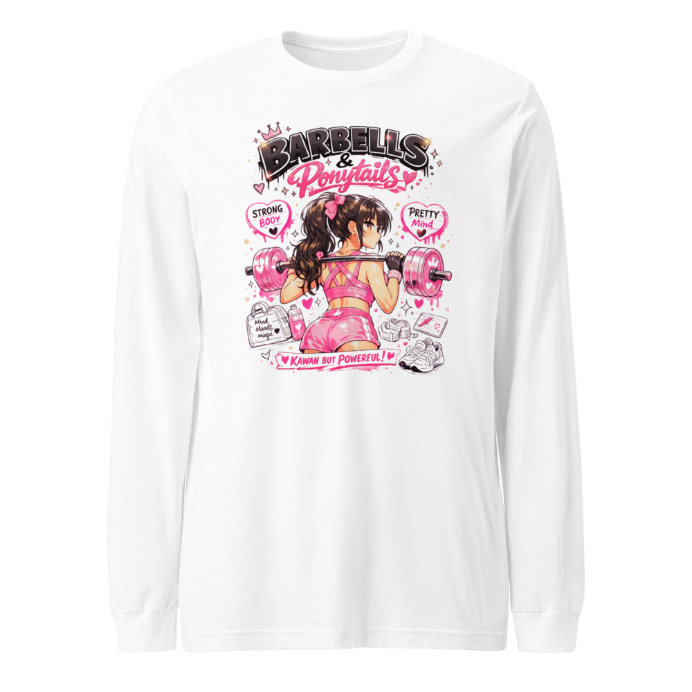 Manga larga Barbells And Ponytails Kawaii Gym - Frente